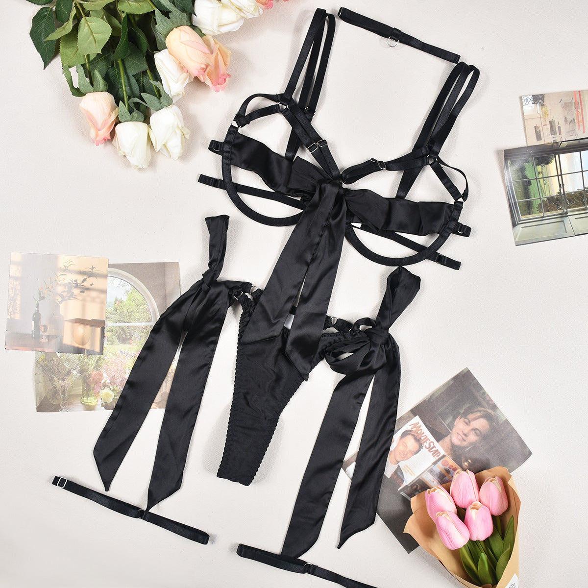 Bow Strappy Lingerie Set